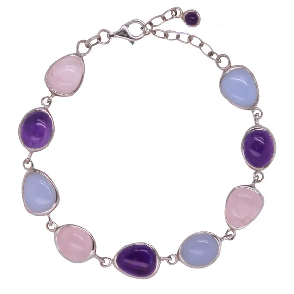 Rose Quartz, Chalcedony, And Amethyst Link Bracelet Rasmussen Diamonds Mount Pleasant, WI