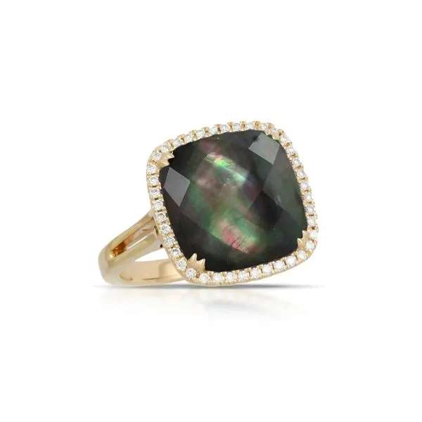 Doves Clear Quartz Over Black Mother Of Pearl And Diamond Ring Rasmussen Diamonds Mount Pleasant, WI