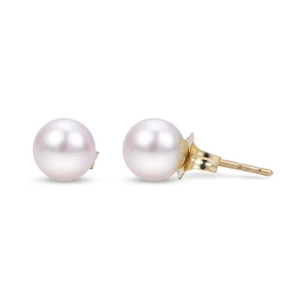 Imperial Yellow Gold 6mm Pearl Earrings Rasmussen Diamonds Mount Pleasant, WI