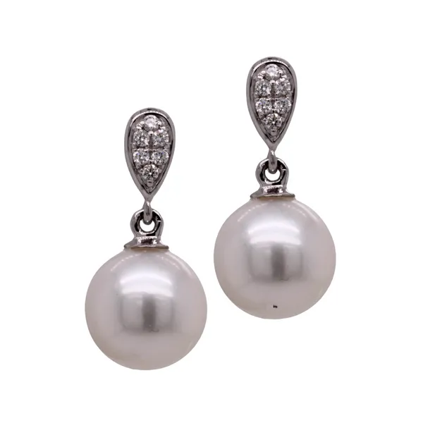 8mm Cultured Pearl and Diamond Earrings Rasmussen Diamonds Mount Pleasant, WI