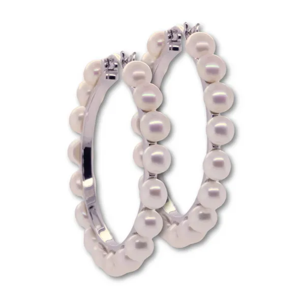 45mm Freshwater Pearl Hoop Earrings Rasmussen Diamonds Mount Pleasant, WI
