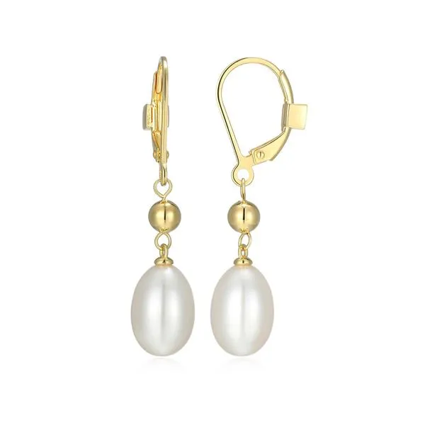 White Pearl Leverback Earrings
