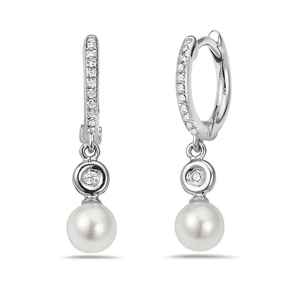 Pearl And Diamond Drop Earrings Rasmussen Diamonds Mount Pleasant, WI
