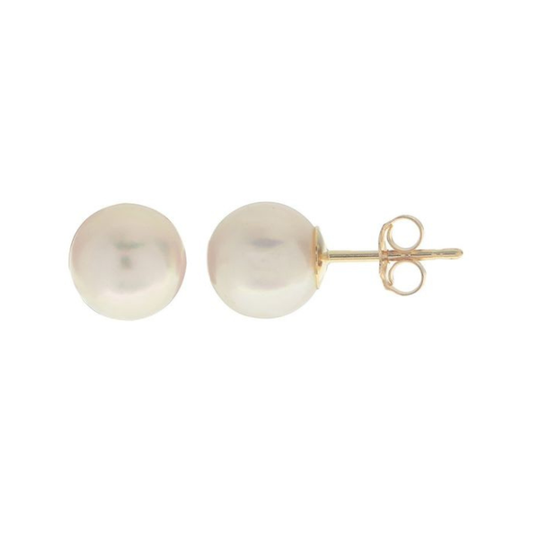 Yellow Gold 9mm Pearl Earrings Rasmussen Diamonds Mount Pleasant, WI