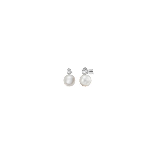 Pearl And Diamond Drop Earrings Rasmussen Diamonds Mount Pleasant, WI