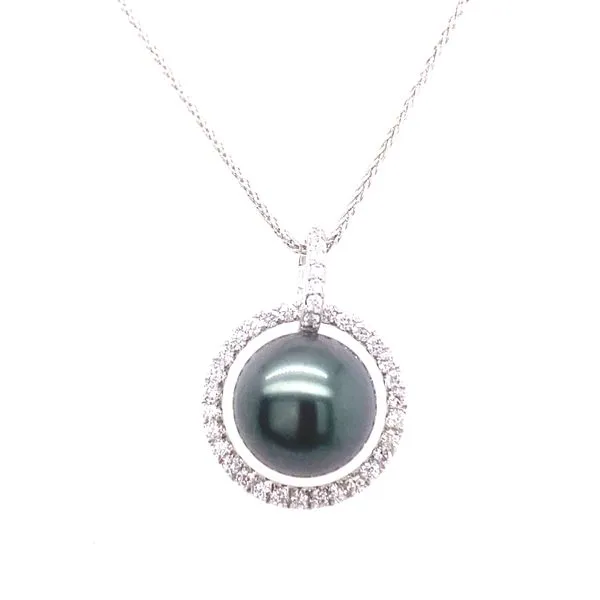 White Gold and Tahitian Pearl and Diamond pendant  Rasmussen Diamonds Mount Pleasant, WI