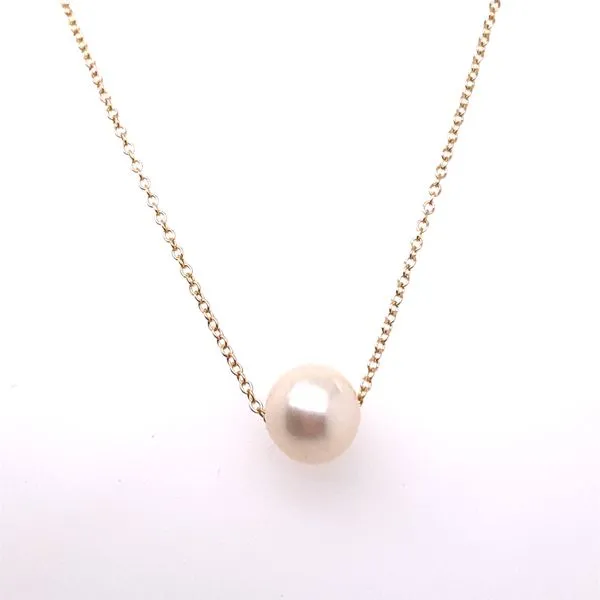 Yellow Gold and freshwater White Pearl necklace Rasmussen Diamonds Mount Pleasant, WI