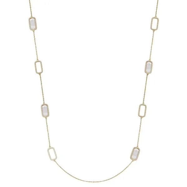 White Mother of Pearl and CZ Necklace Rasmussen Diamonds Mount Pleasant, WI