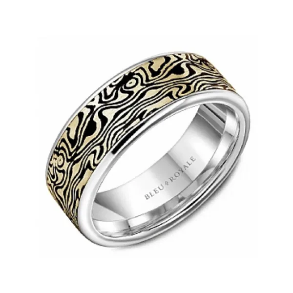 White and Yellow Gold Mens Wedding Band