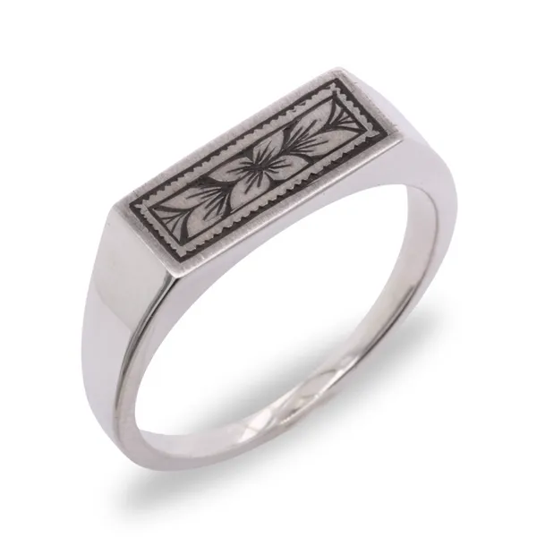 Sterling Silver Hand Engraved Floral Ring Rasmussen Diamonds Mount Pleasant, WI