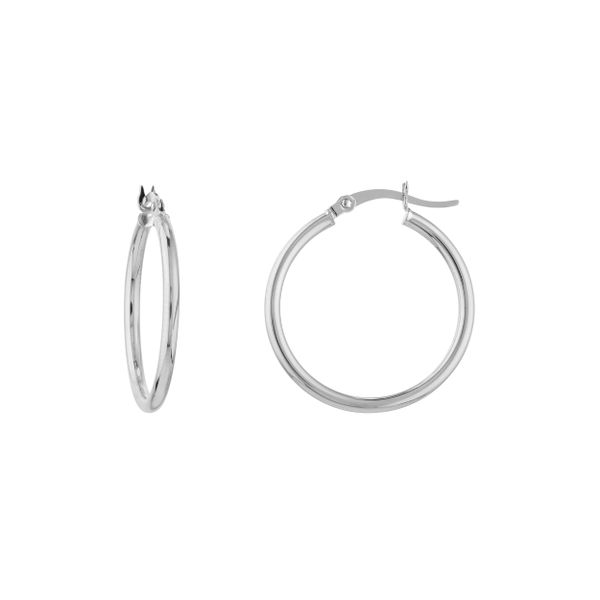 White Gold 25mm Hoop Earrings Rasmussen Diamonds Mount Pleasant, WI