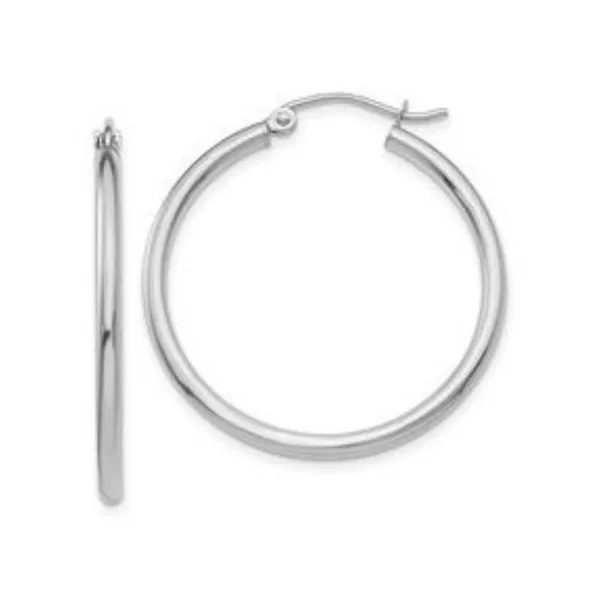 30mm White Gold Hoop Earrings Rasmussen Diamonds Mount Pleasant, WI