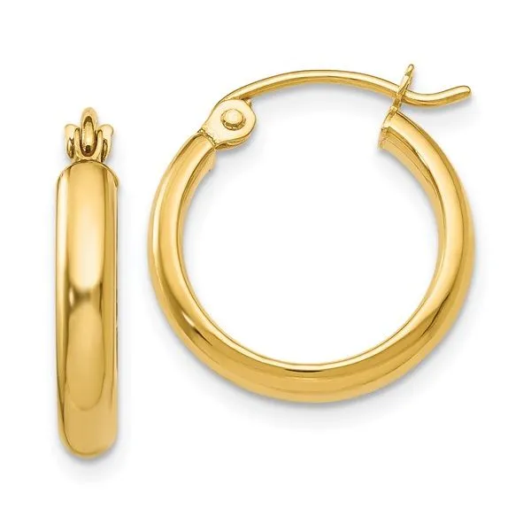 15mm Yellow Gold Hoop Earrings Rasmussen Diamonds Mount Pleasant, WI