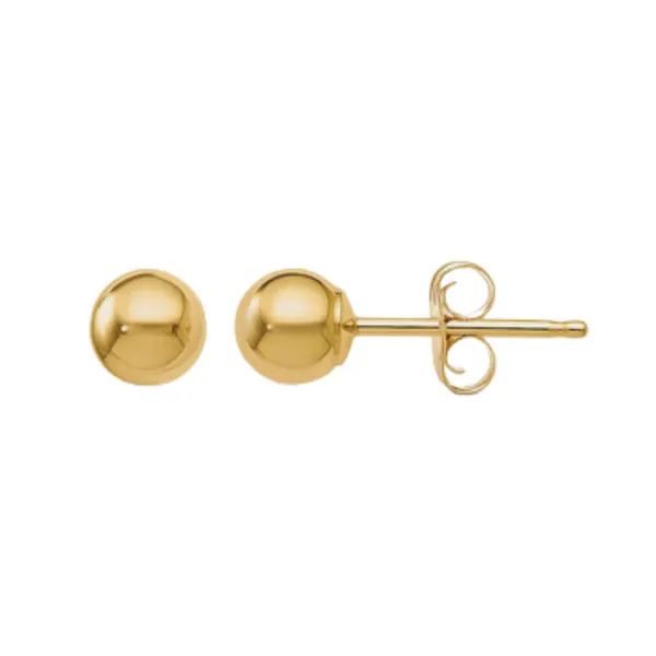 Yellow Gold 7mm Ball Earrings Rasmussen Diamonds Mount Pleasant, WI