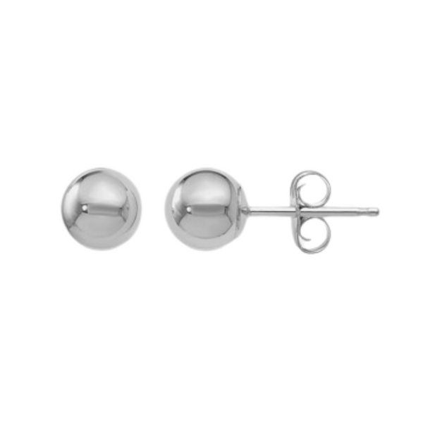 7mm White Gold Ball Earrings Rasmussen Diamonds Mount Pleasant, WI