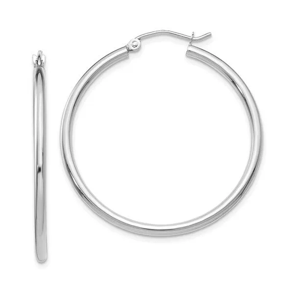 35mm White Gold Hoop Earrings