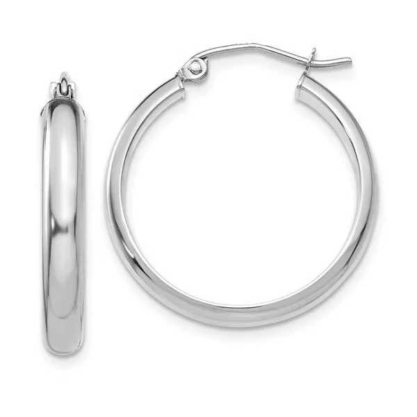 White Gold Tube Hoop Earrings