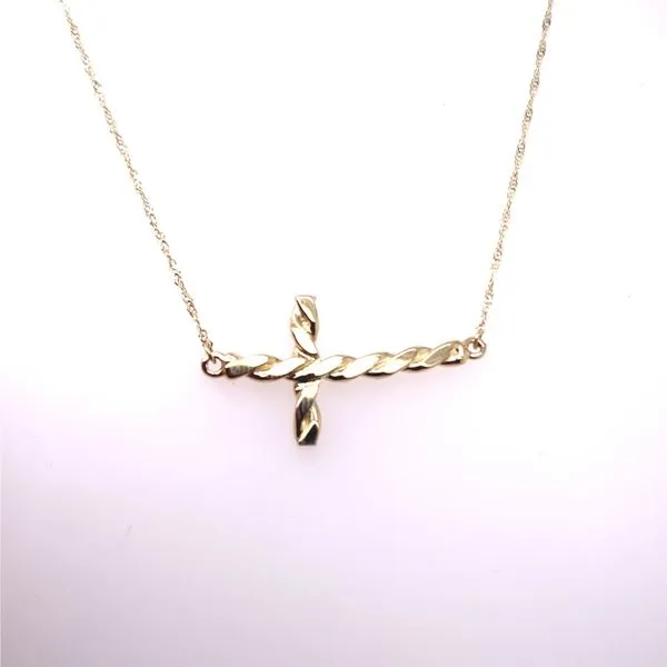 Yellow Gold twisted cross pendant  Rasmussen Diamonds Mount Pleasant, WI
