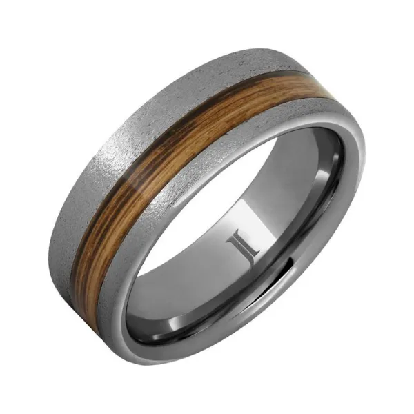 Rugged Tungsten Mens Wedding Band With Rye Whiskey Inlay Rasmussen Diamonds Mount Pleasant, WI