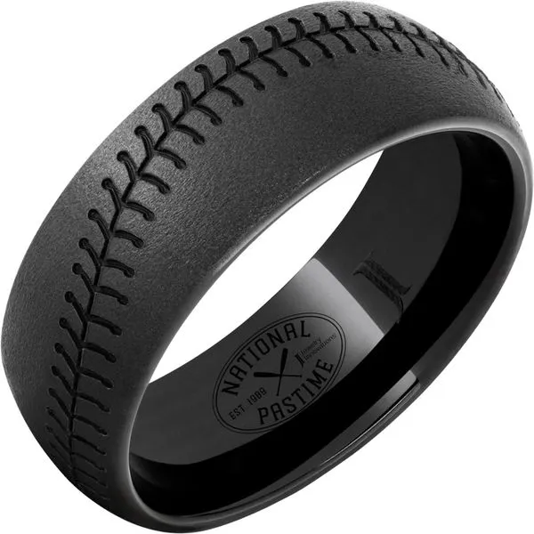 Black Ceramic Mens Baseball Ring