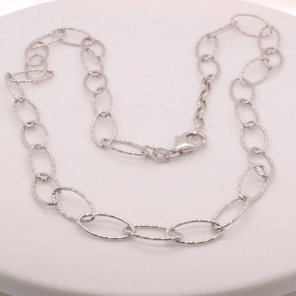 Sterling Silver white open link necklace with lobster claw clasp Rasmussen Diamonds Mount Pleasant, WI