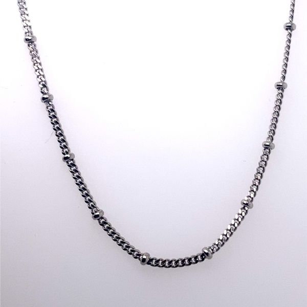 Sterling Silver curb chain with beaded stations  Rasmussen Diamonds Mount Pleasant, WI