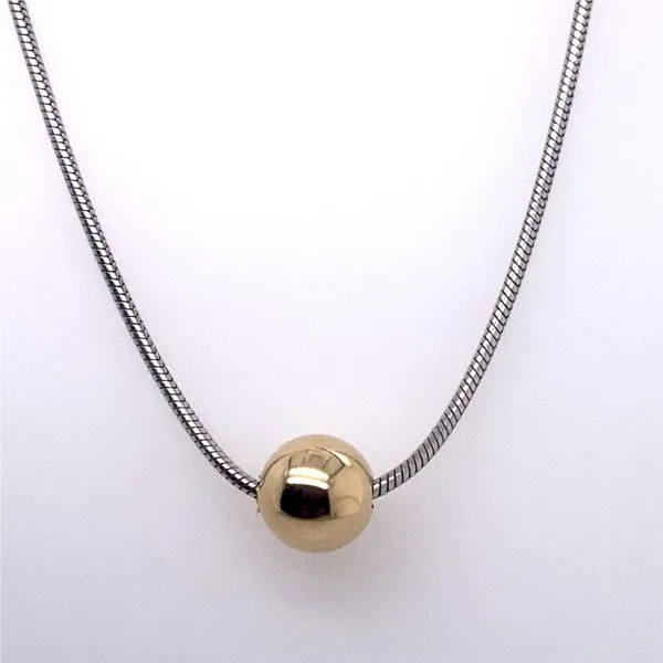 Sterling Silver snake chain with Yellow Gold ball Rasmussen Diamonds Mount Pleasant, WI