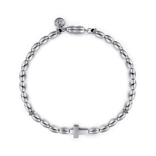 Sterling Silver Men's Beaded Cross Bracelet Rasmussen Diamonds Mount Pleasant, WI