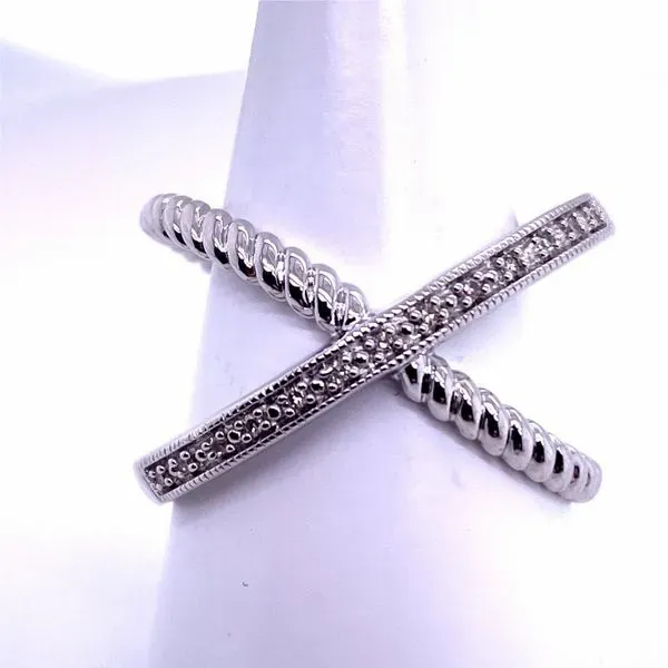 Sterling Silver and Diamond cross over ring  Rasmussen Diamonds Mount Pleasant, WI