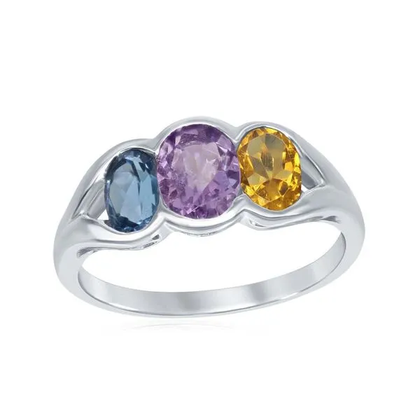 Sterling Silver Citrine, Amethyst, and Blue Topaz Ring Rasmussen Diamonds Mount Pleasant, WI