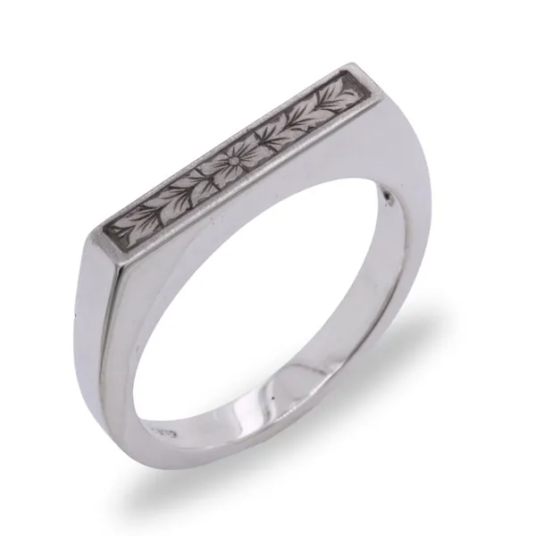 Sterling Silver Hand Engraved Floral Ring Rasmussen Diamonds Mount Pleasant, WI