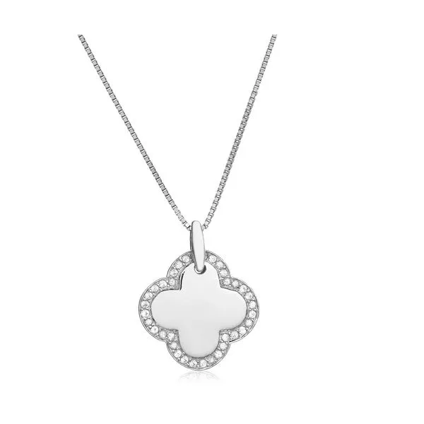 White Sapphire Clover Necklace Rasmussen Diamonds Mount Pleasant, WI