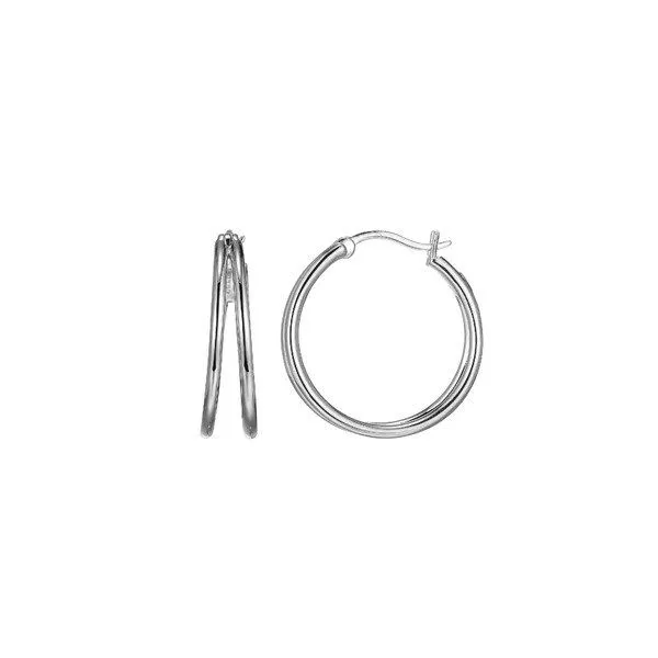 Elle Sterling Silver Double Hoop Earrings Rasmussen Diamonds Mount Pleasant, WI