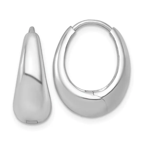 Polished Tapered Oval Hinged Hoop Earrings