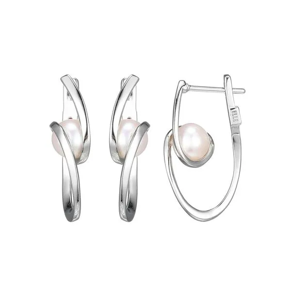 Elle Sterling Silver Pearl Hoop Earring
