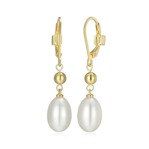 White Pearl Leverback Earrings