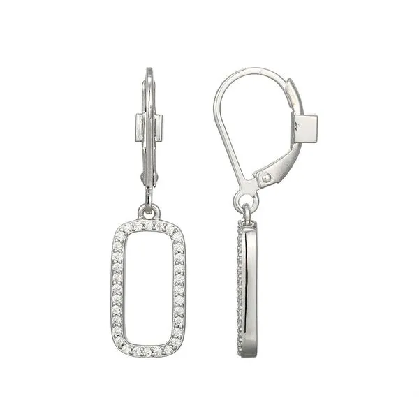 White CZ Leverback Earrings