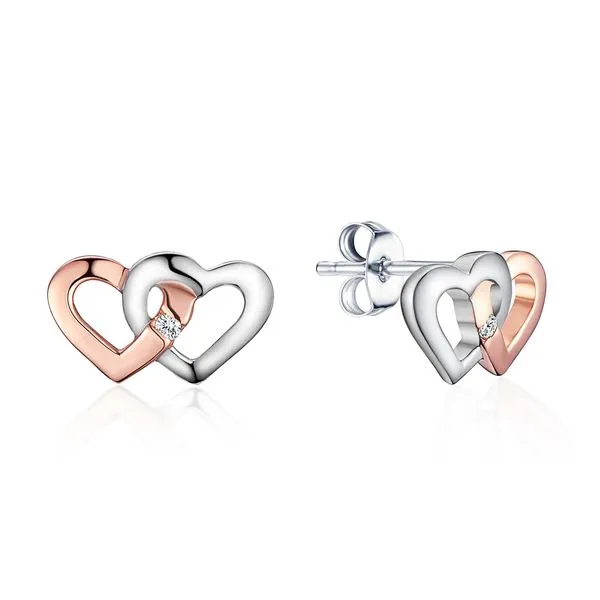 Diamond Two Tone Heart Studs Rasmussen Diamonds Mount Pleasant, WI