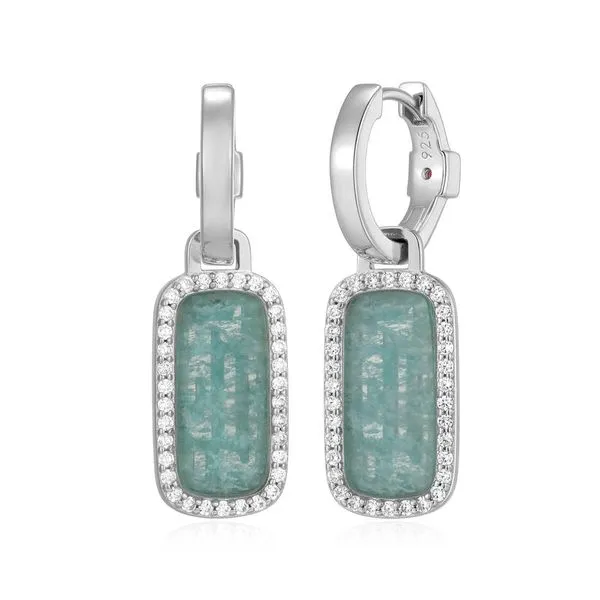 Amazonite And White CZ Hoop Earrings Rasmussen Diamonds Mount Pleasant, WI