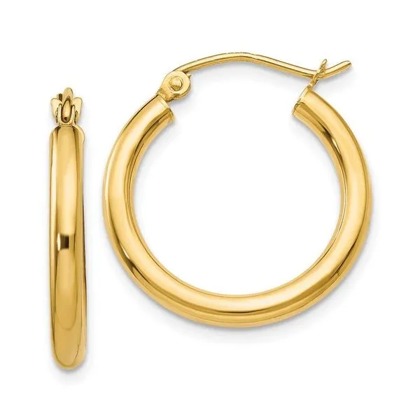 2.5mm Yellow Gold Hoop Earrings Rasmussen Diamonds Mount Pleasant, WI