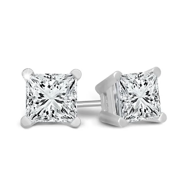0.47 CT Princess Cut Diamond Stud Earrings Rasmussen Diamonds Mount Pleasant, WI