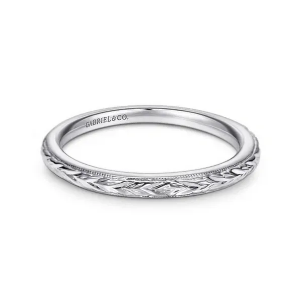 Gabriel and Co. White Gold Wedding Band Rasmussen Diamonds Mount Pleasant, WI