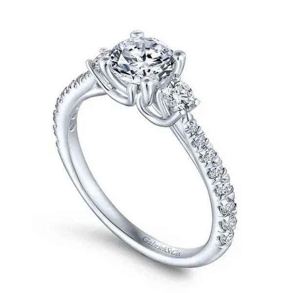 Gabriel and Co. 3/4 CT Round Three Stone Diamond Engagement Ring Mounting Rasmussen Diamonds Mount Pleasant, WI