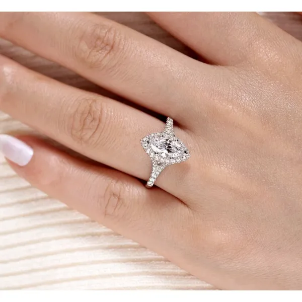 White Gold Marquise Halo Ring Image 3 Rasmussen Jewelers Spanish Fork, UT