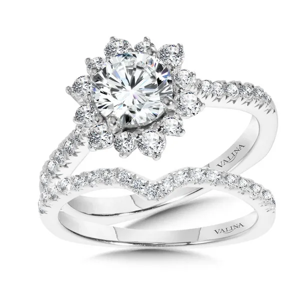 White Gold Flower Petal Diamond Halo Ring Image 3 Rasmussen Jewelers Spanish Fork, UT