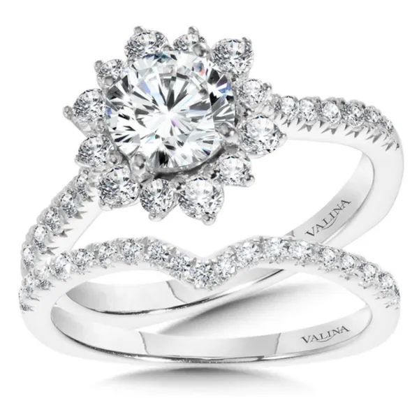 White Gold Flower Petal Diamond Halo Ring Image 3 Rasmussen Jewelers Spanish Fork, UT