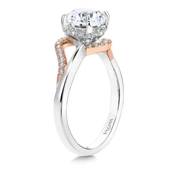 White and Rose Gold Twist to Hidden Halo Ring Image 2 Rasmussen Jewelers Spanish Fork, UT