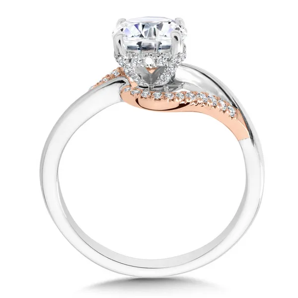 White and Rose Gold Twist to Hidden Halo Ring Image 3 Rasmussen Jewelers Spanish Fork, UT