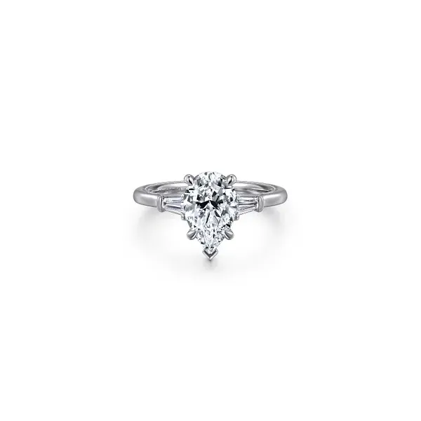 White Gold Three-Stone Engagement Ring with Baguette Accents Rasmussen Jewelers Spanish Fork, UT