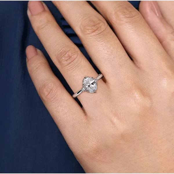 White Gold Three Stone Oval Ring Image 3 Rasmussen Jewelers Spanish Fork, UT